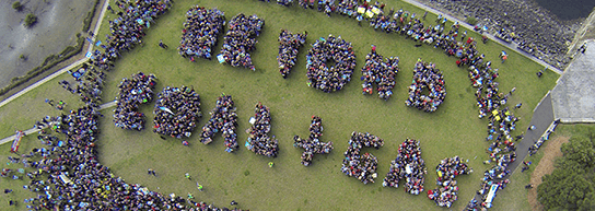 Many people spell out 'beyond coal + gas' from above